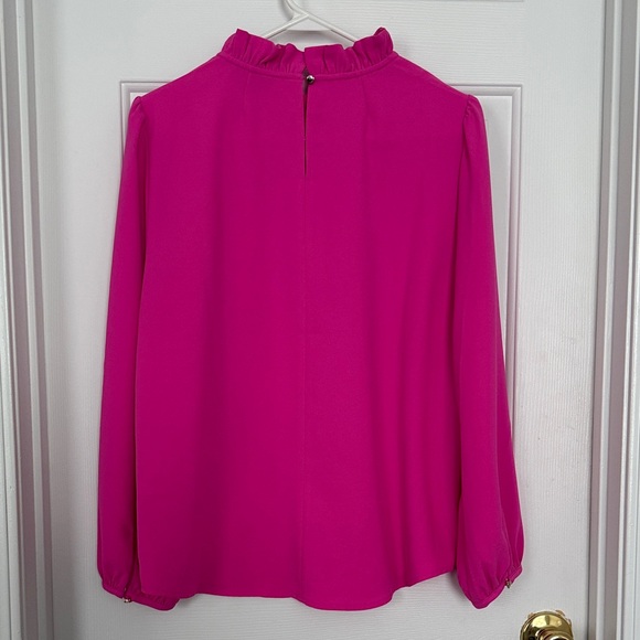 J. Crew Women’s Pink Long-sleeve Ruffle Neck Top in 365 Crepe Size M - Picture 5 of 7